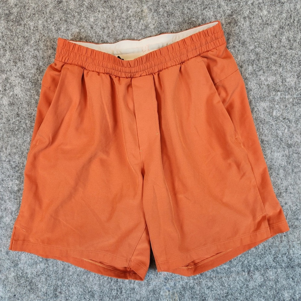 Lululemon Shorts Mens M Orange Channel Cross Swim Gym Workout 7 Inch Inseam READ